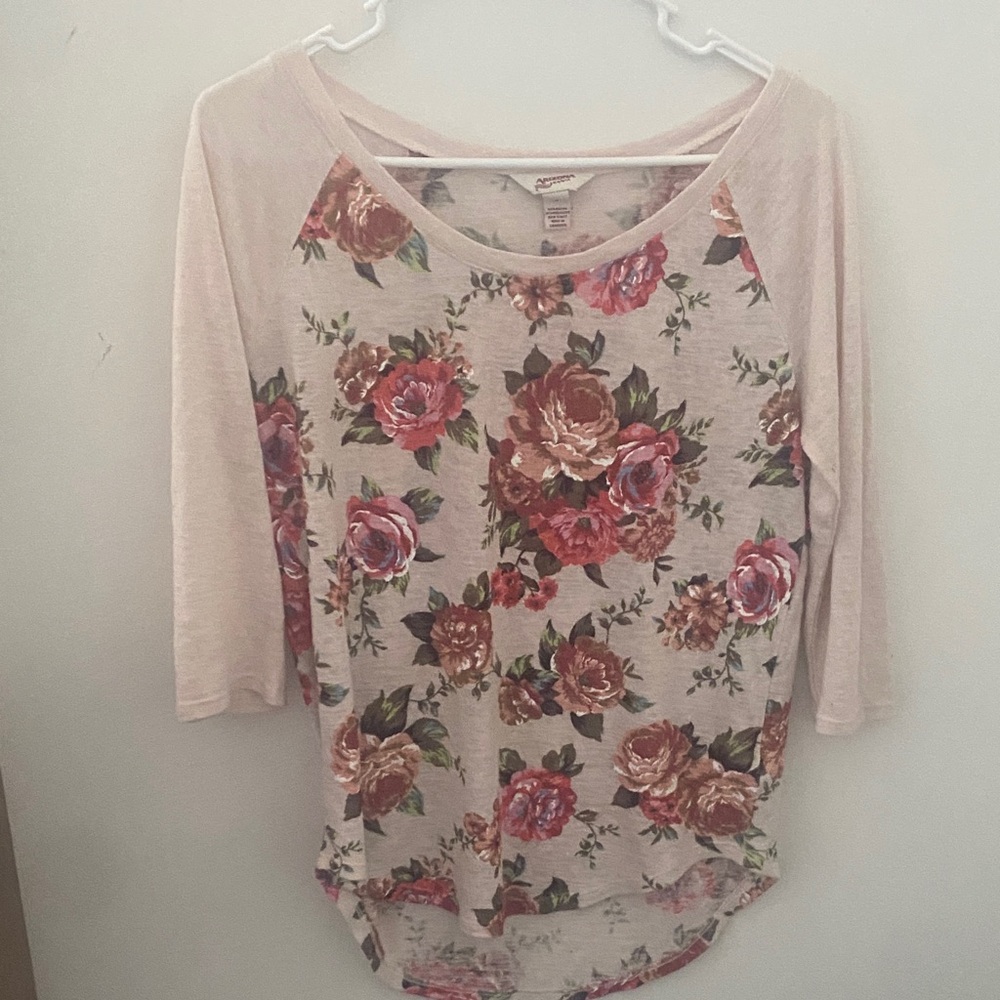 Arizona Jean Company Pink Floral Long Sleeve Top